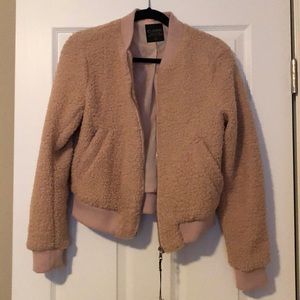 Faux fur peach waistline jacket